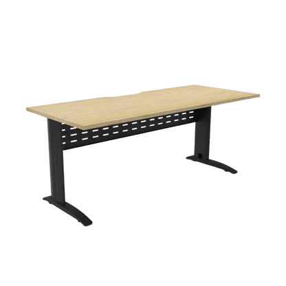 Deluxe Rapid Span Desk 1200 X 750 Natural Oak Black Powdercoat - Office Furniture Company