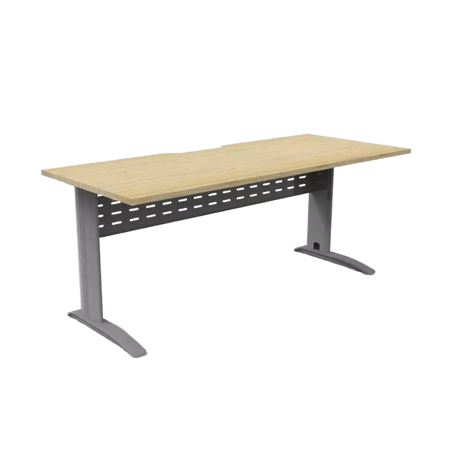Deluxe Rapid Span Desk 1200 X 750 Natural Oak Silver Powdercoat - Office Furniture Company
