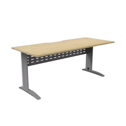 Deluxe Rapid Span Desk 1200 X 750 Natural Oak Silver Powdercoat - Office Furniture Company