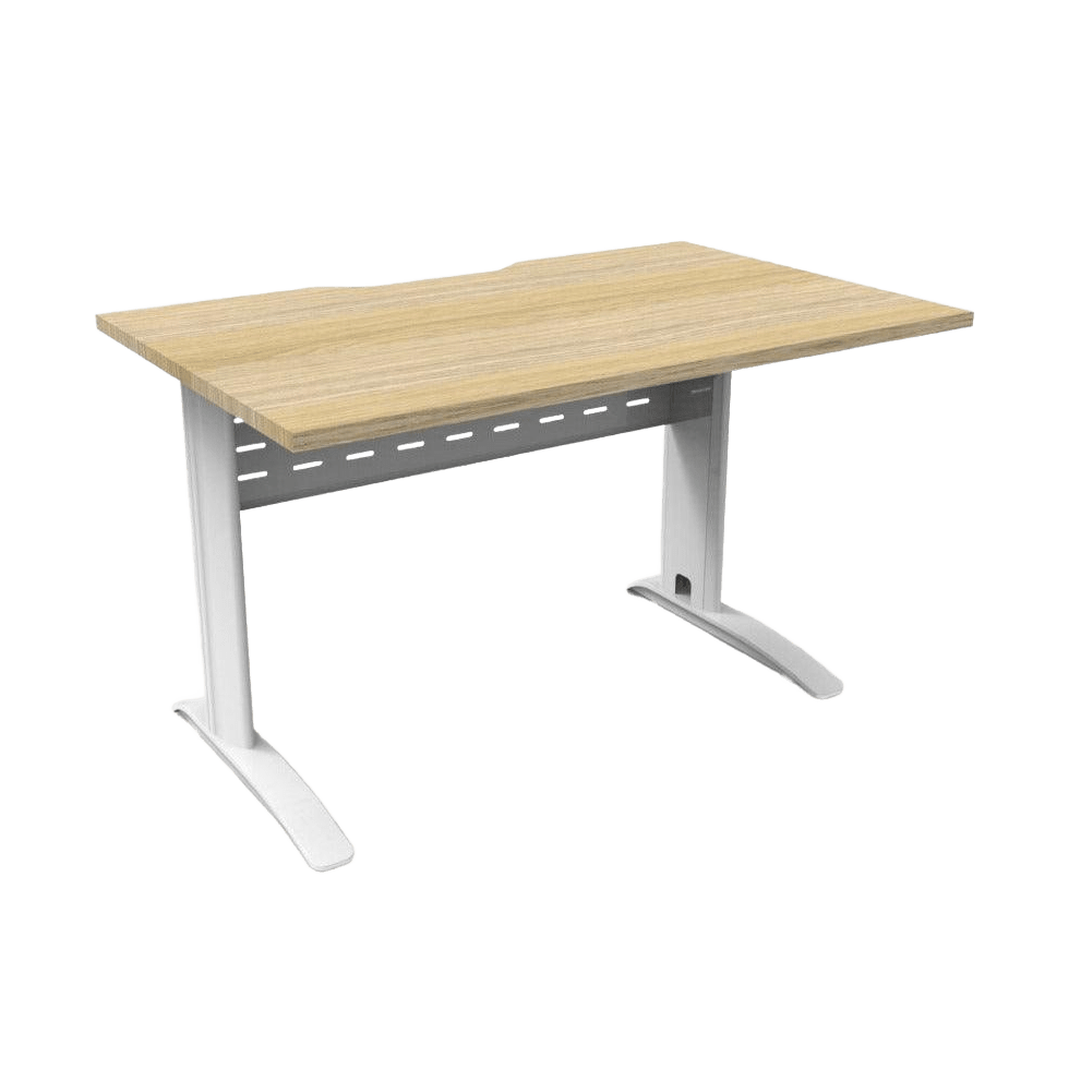 Deluxe Rapid Span Desk 1200 X 750 Natural Oak White Powdercoat - Office Furniture Company