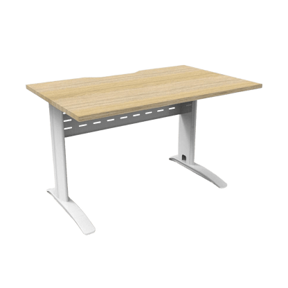 Deluxe Rapid Span Desk 1200 X 750 Natural Oak White Powdercoat - Office Furniture Company