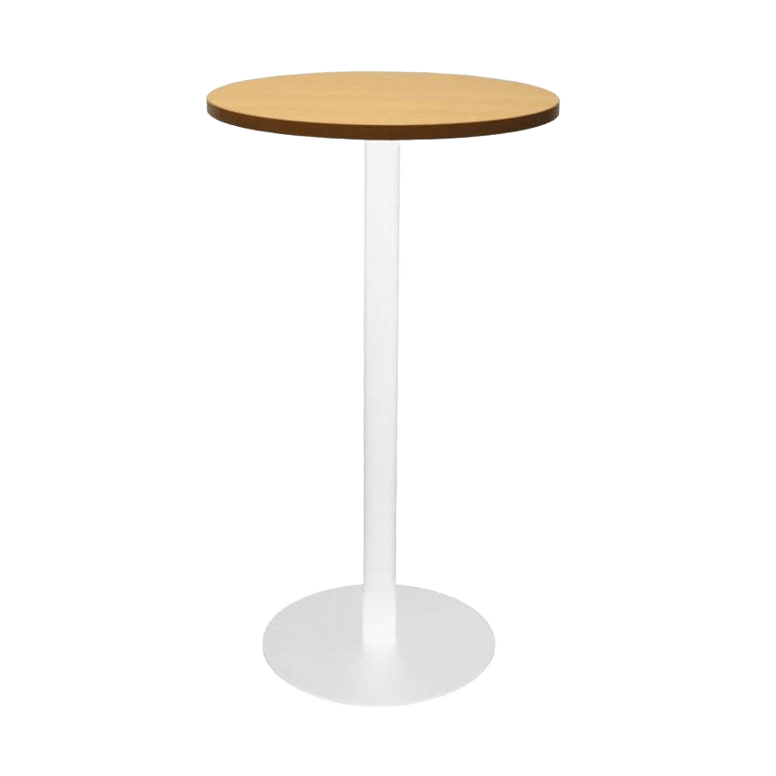 Disc Base Dry Bar Table Beech White Powdercoat