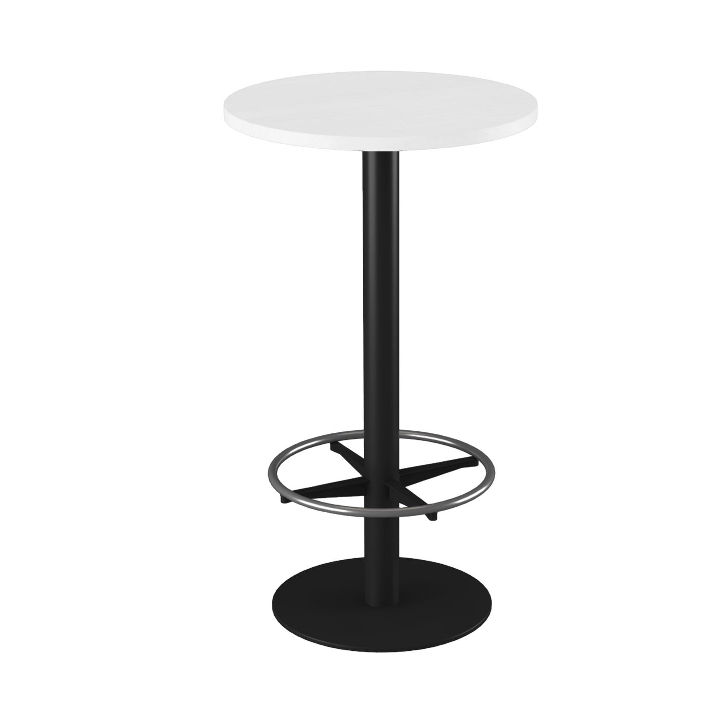 Disc Base High Bar Table with Round Top 600 Round Black Powdercoat White