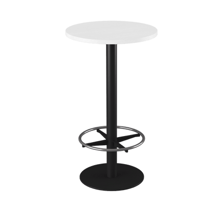 Disc Base High Bar Table with Round Top 600 Round Black Powdercoat White