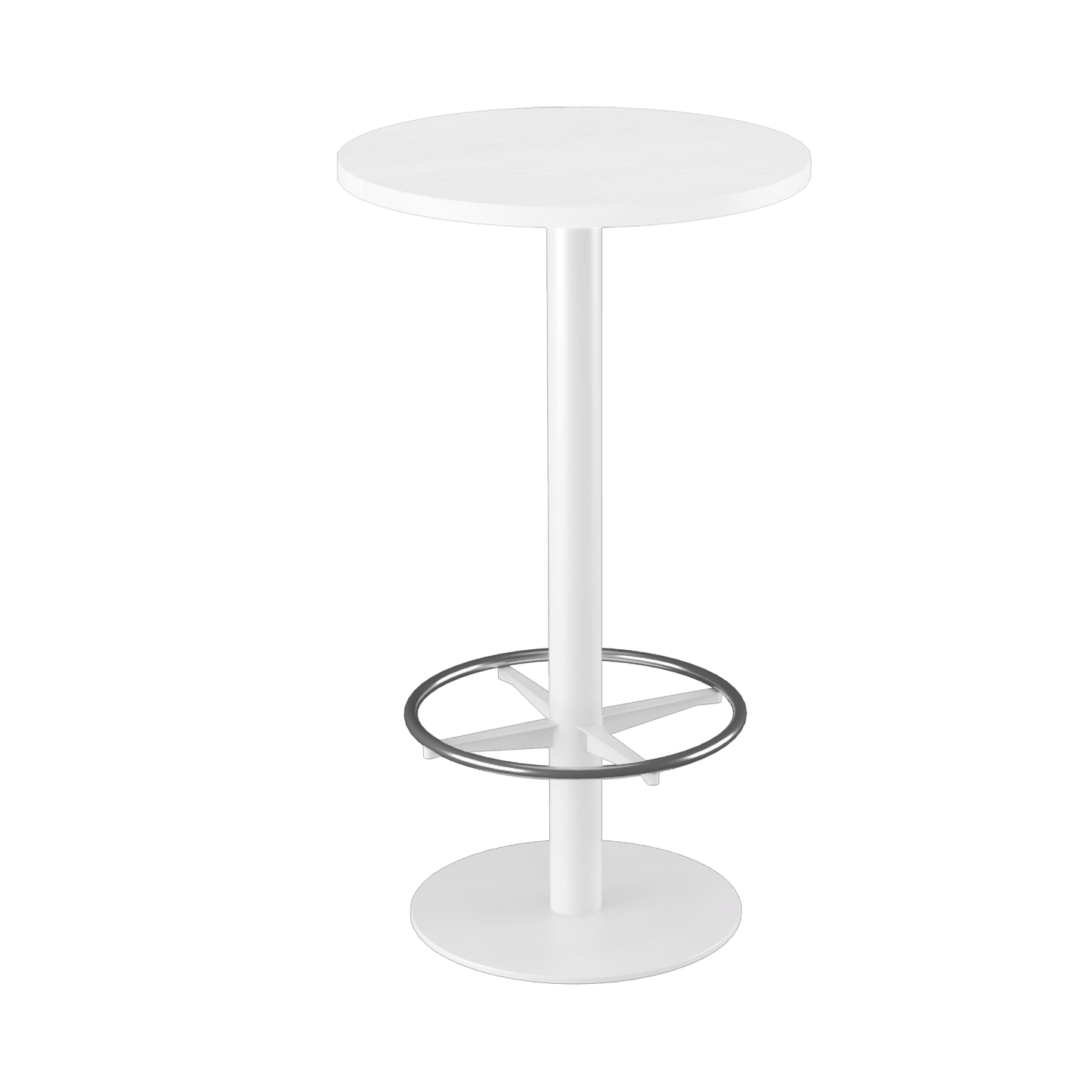 Disc Base High Bar Table with Round Top 600 Round White Powdercoat White