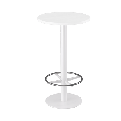 Disc Base High Bar Table with Round Top 600 Round White Powdercoat White