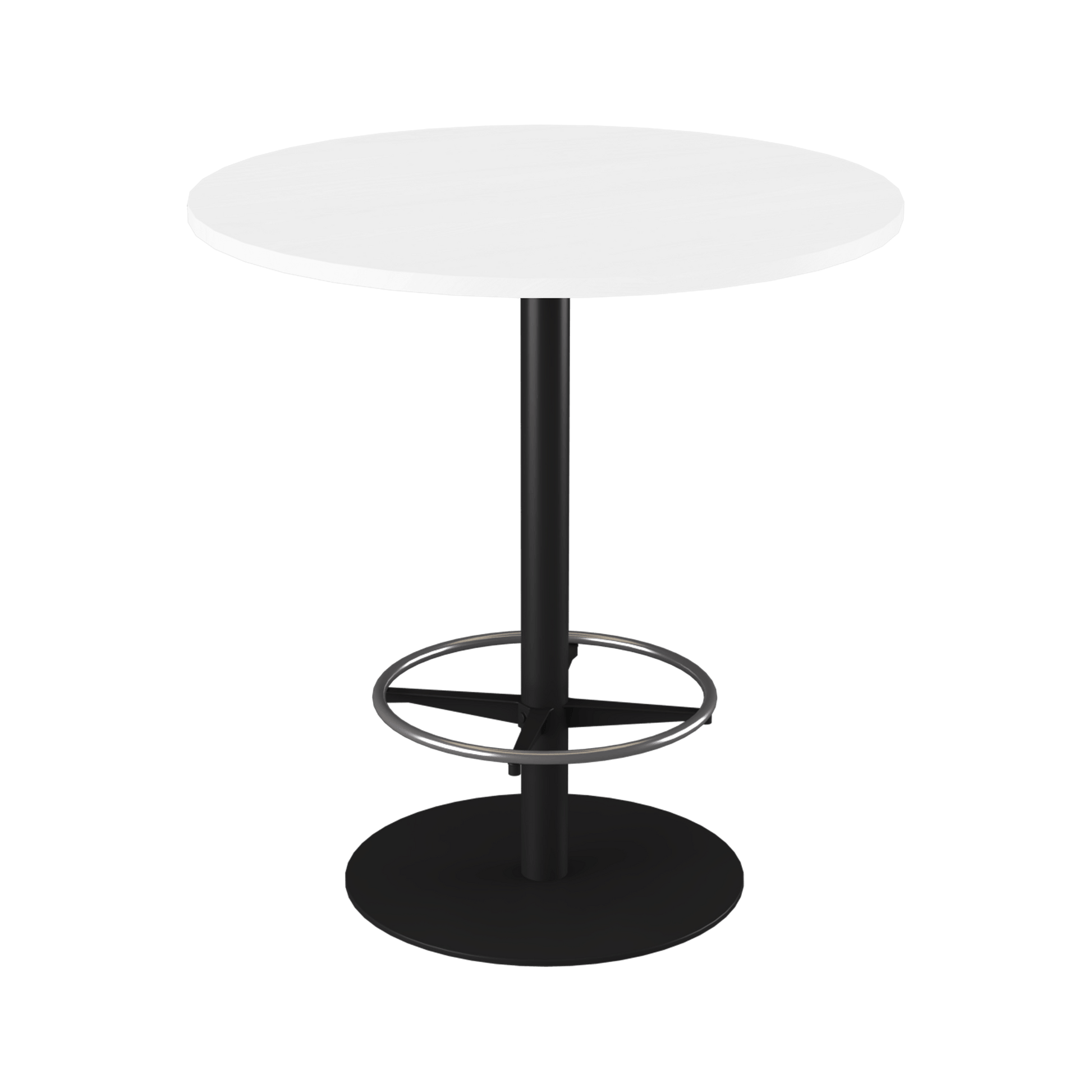 Disc Base High Bar Table with Round Top 1050 Round Black Powdercoat White