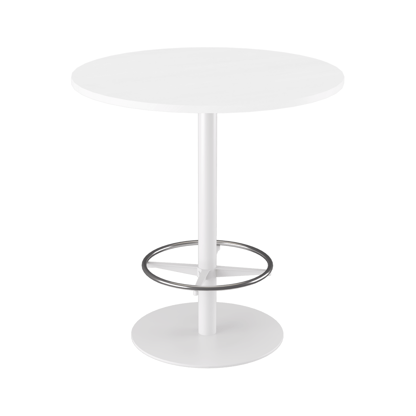 Disc Base High Bar Table with Round Top 1050 Round White Powdercoat White