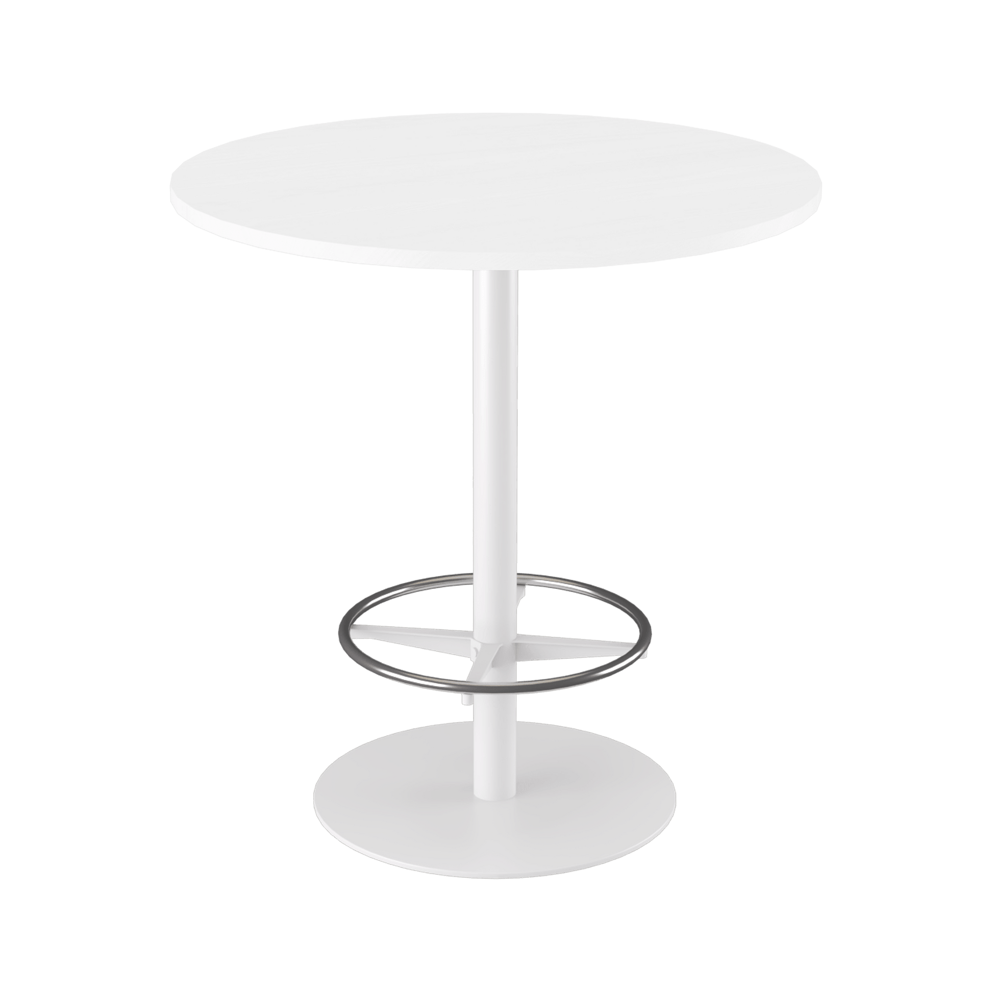 Disc Base High Bar Table with Round Top 1050 Round White Powdercoat White