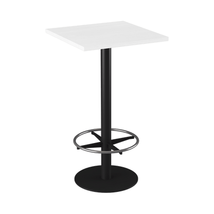 Disc Base High Bar Table with Square Top 600 Square Black Powdercoat White