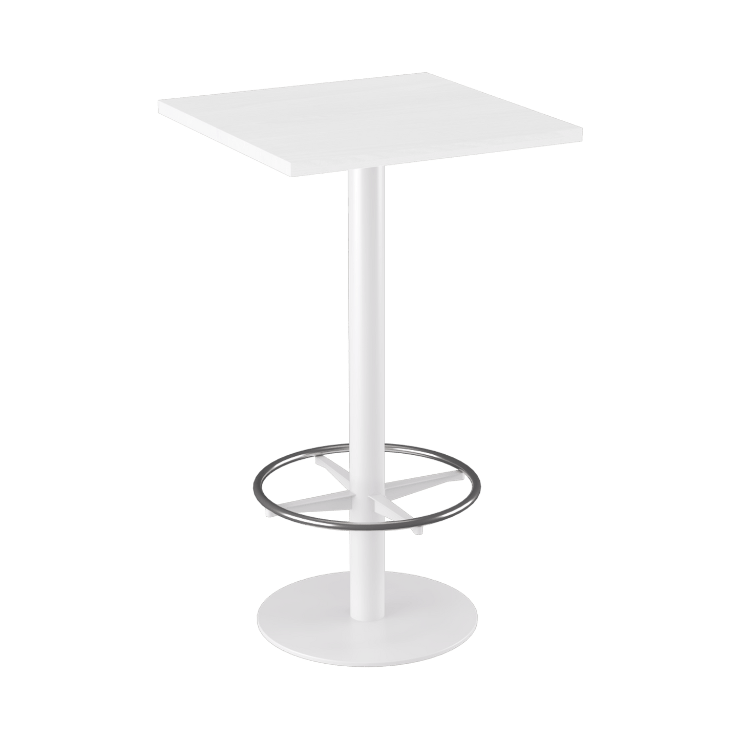 Disc Base High Bar Table with Square Top 600 Square White Powdercoat White