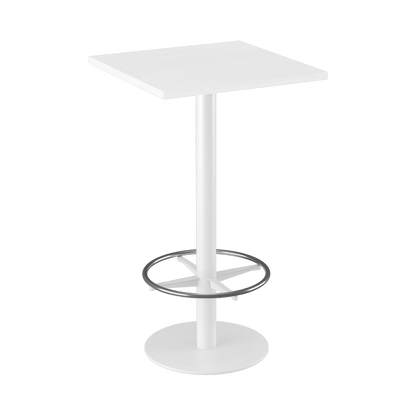 Disc Base High Bar Table with Square Top 600 Square White Powdercoat White