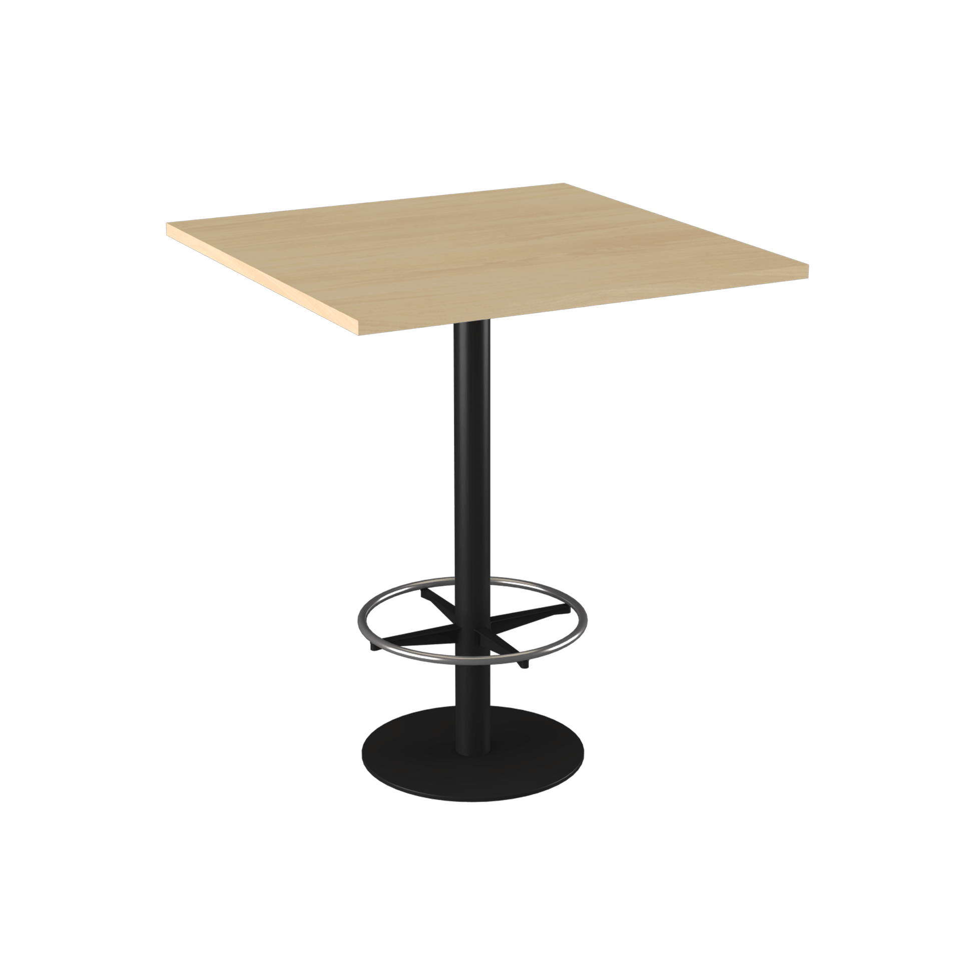 Disc Base High Bar Table with Square Top 900 Square Black Powdercoat New Oak Ravine