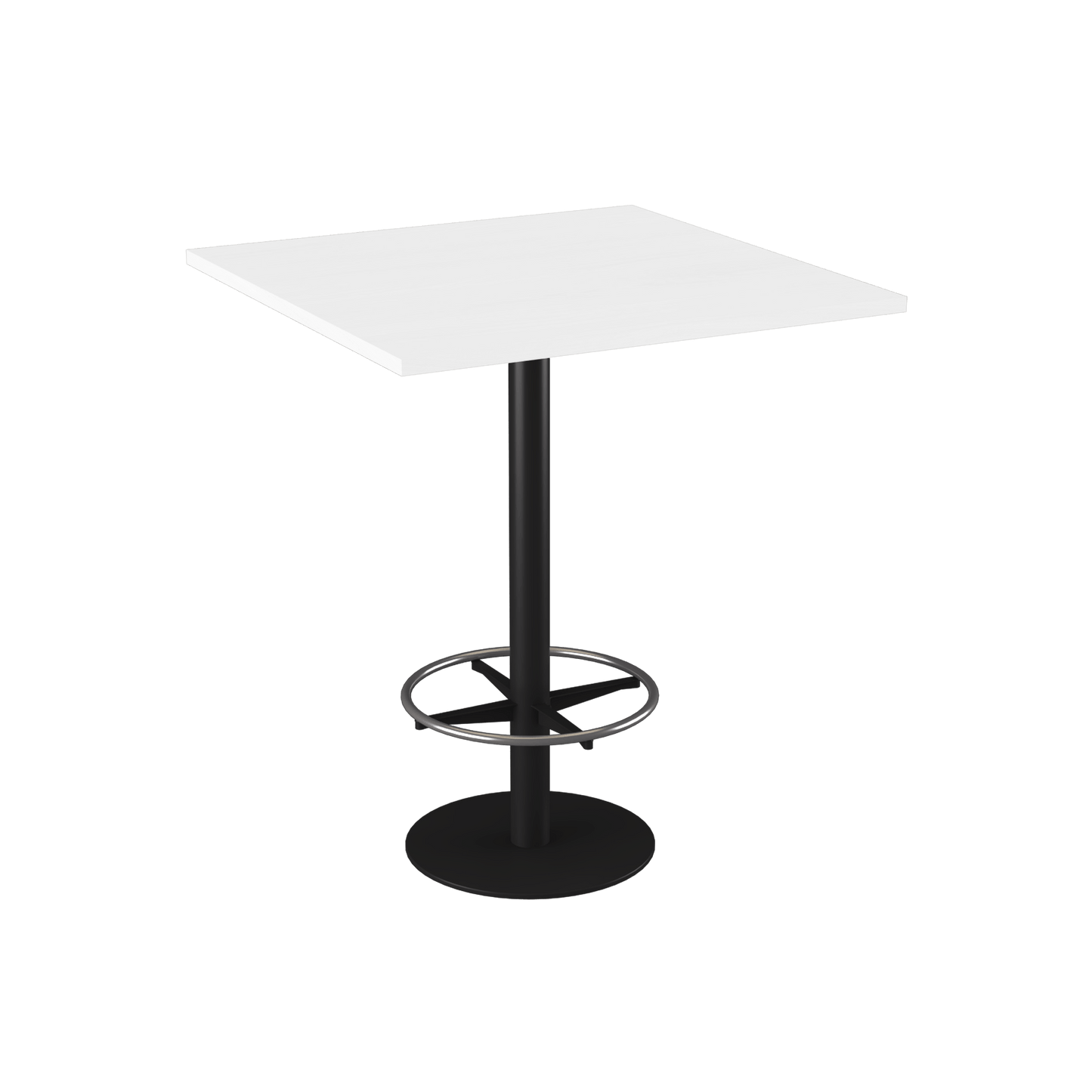 Disc Base High Bar Table with Square Top 900 Square Black Powdercoat White