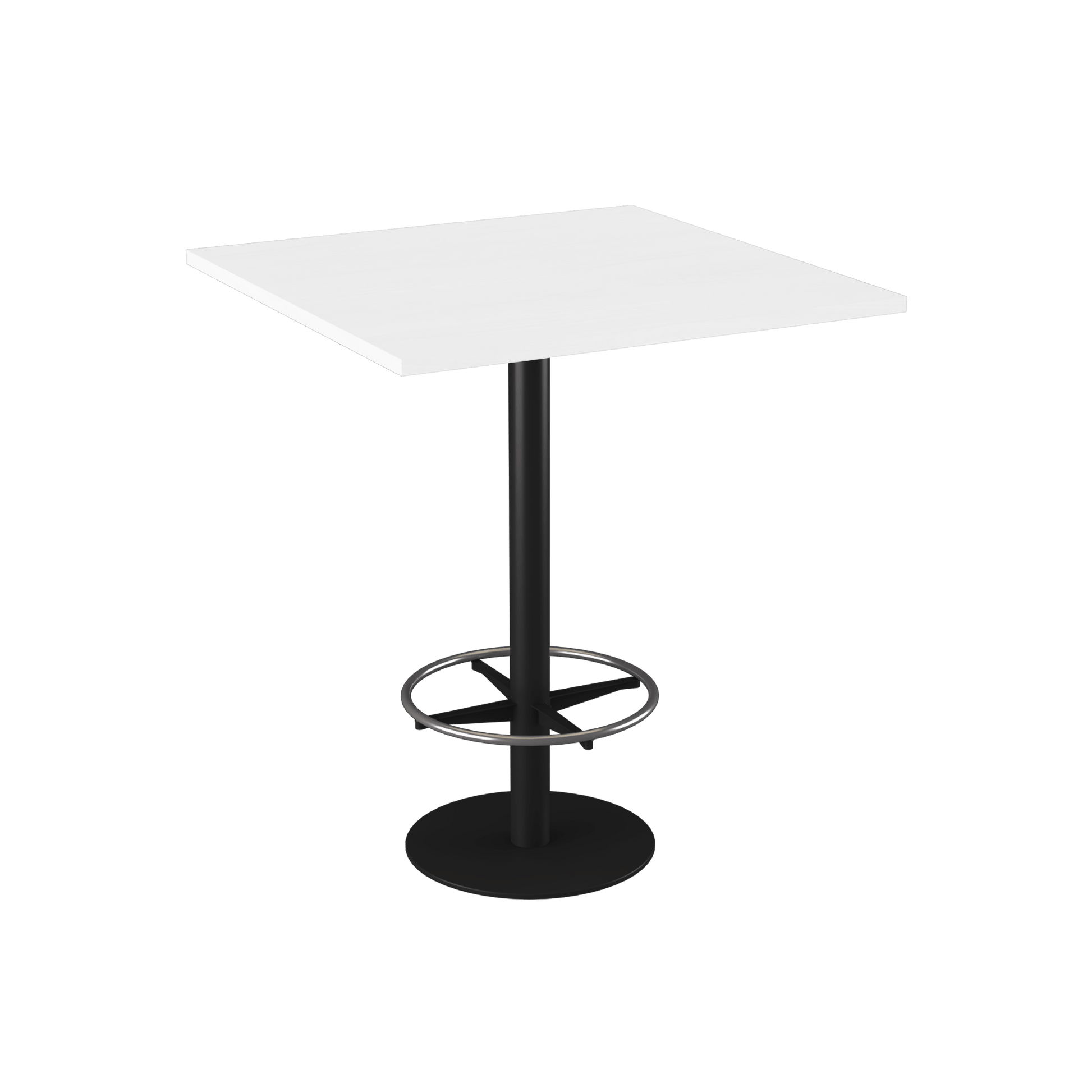 Disc Base High Bar Table with Square Top 900 Square Black Powdercoat White