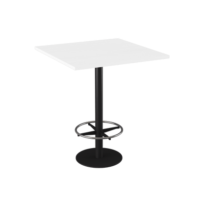 Disc Base High Bar Table with Square Top 900 Square Black Powdercoat White
