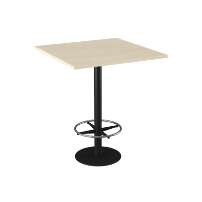 Disc Base High Bar Table with Square Top 900 Square Black Powdercoat Nordic Maple
