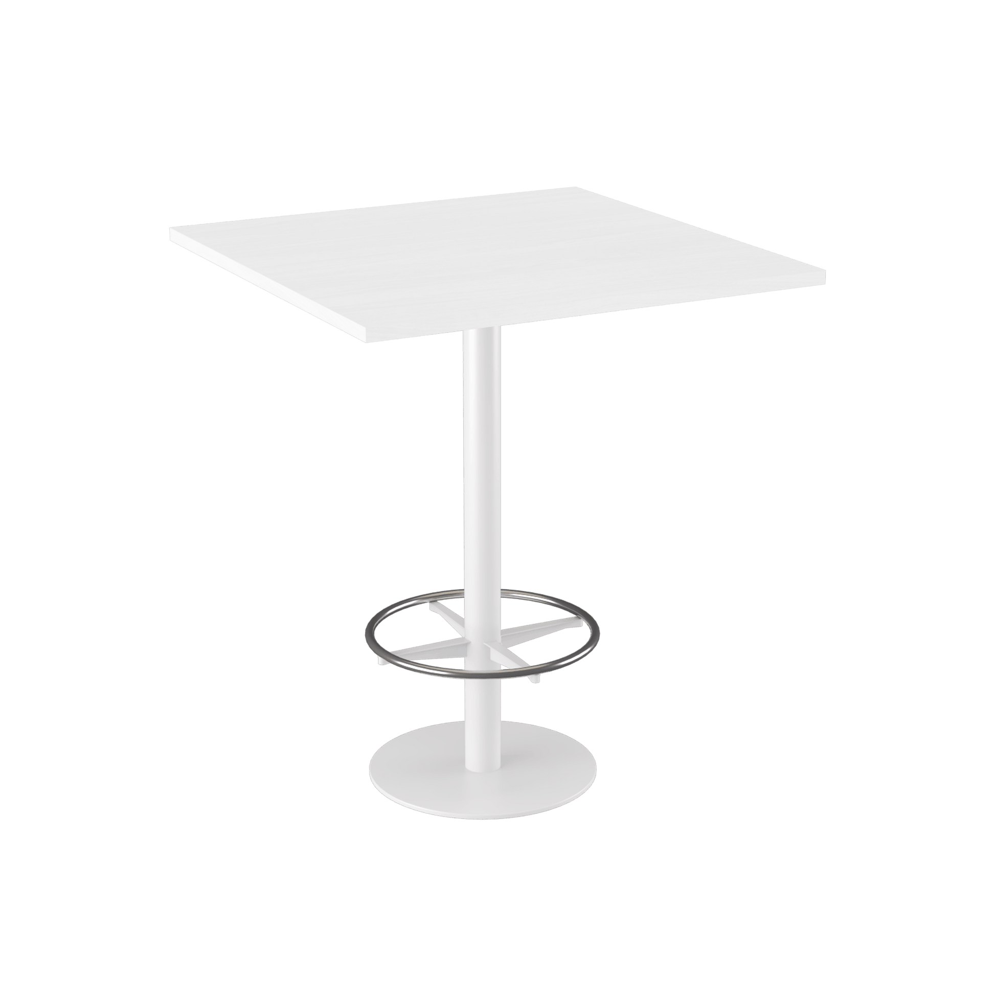 Disc Base High Bar Table with Square Top 900 Square White Powdercoat White