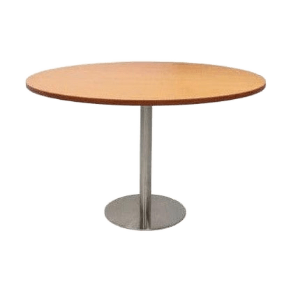 Disc Base Round Table 900 Round Beech Stainless Steel