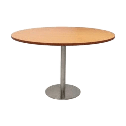 Disc Base Round Table 900 Round Beech Stainless Steel