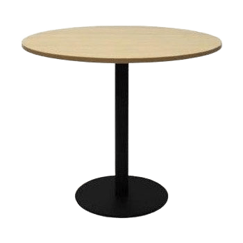 Disc Base Round Table 900 Round Natural Oak Black Powdercoat