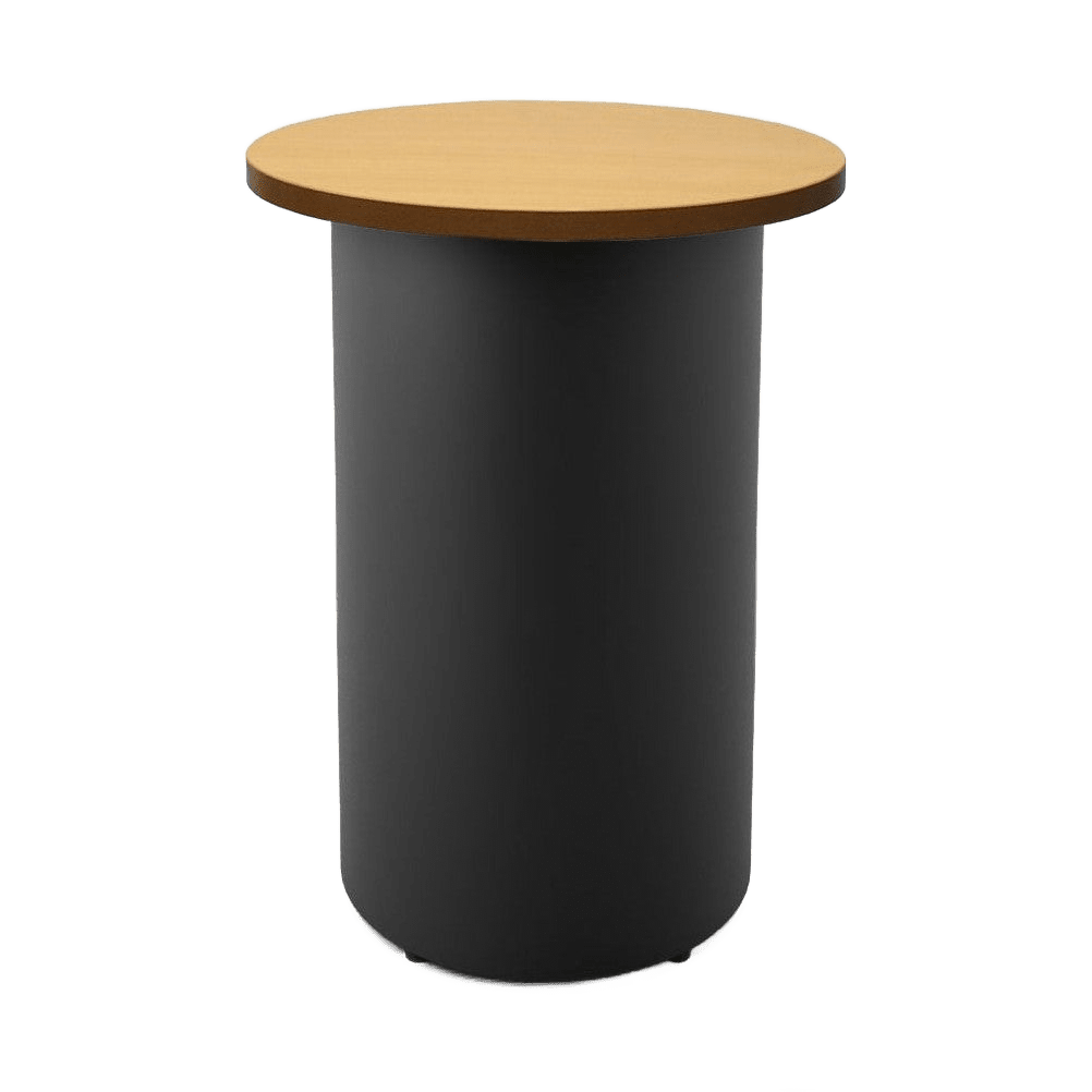 Drum Base High Bar Table 600 Round / Beech / Black Powdercoat