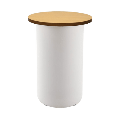 Drum Base High Bar Table 600 Round / Beech / White Powdercoat