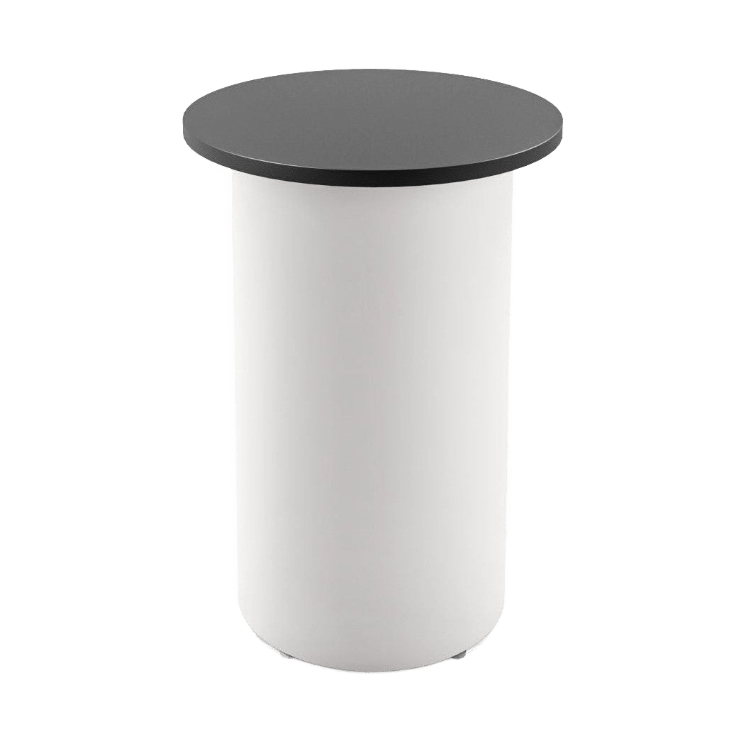 Drum Base High Bar Table 600 Round / Black / White Powdercoat