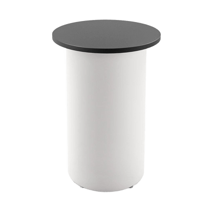 Drum Base High Bar Table 600 Round / Black / White Powdercoat