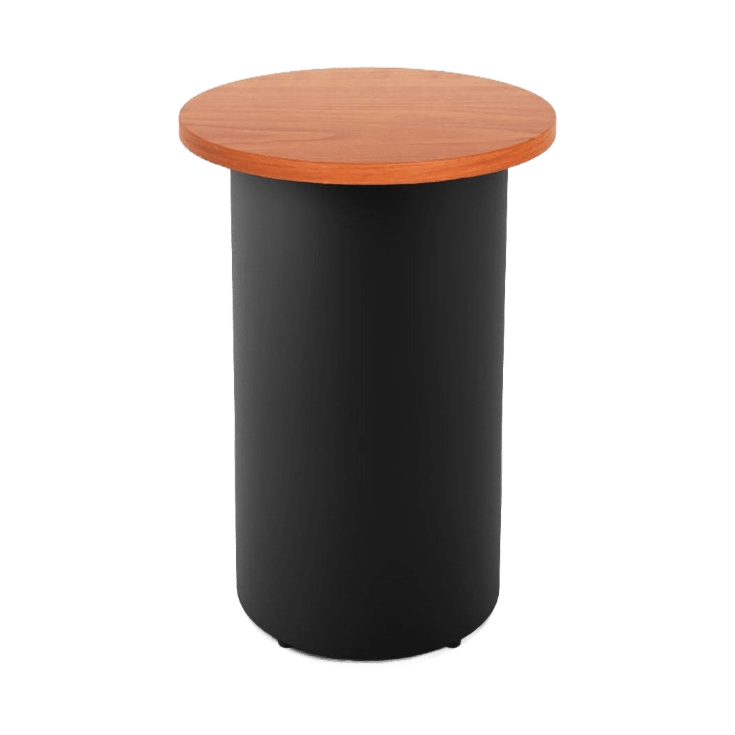 Drum Base High Bar Table 600 Round / Cherry / Black Powdercoat