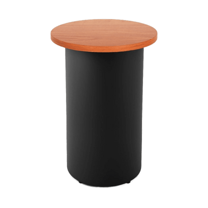 Drum Base High Bar Table 600 Round / Cherry / Black Powdercoat