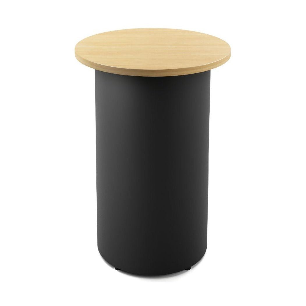 Drum Base High Bar Table 600 Round / Natural Oak / Black Powdercoat