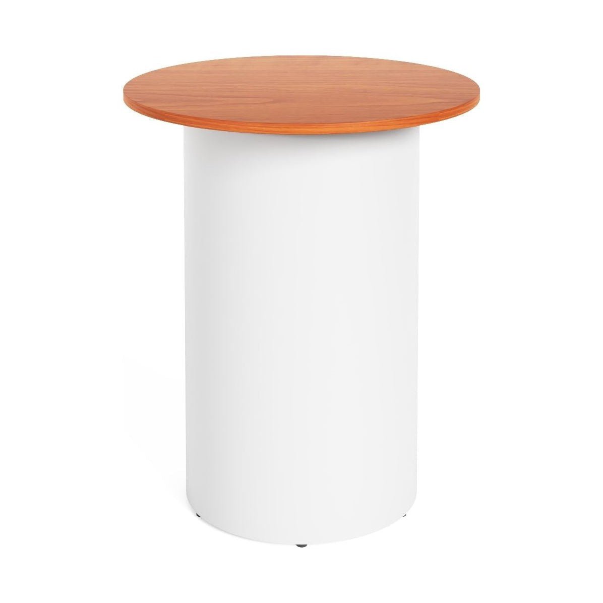Drum Base High Bar Table 900 Round / Cherry / White Powdercoat