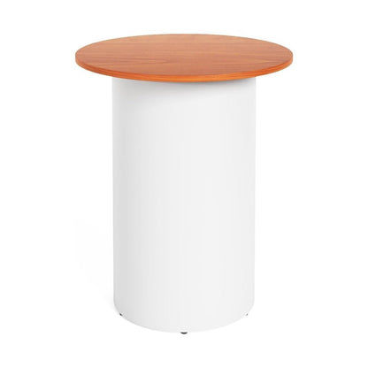 Drum Base High Bar Table 900 Round / Cherry / White Powdercoat