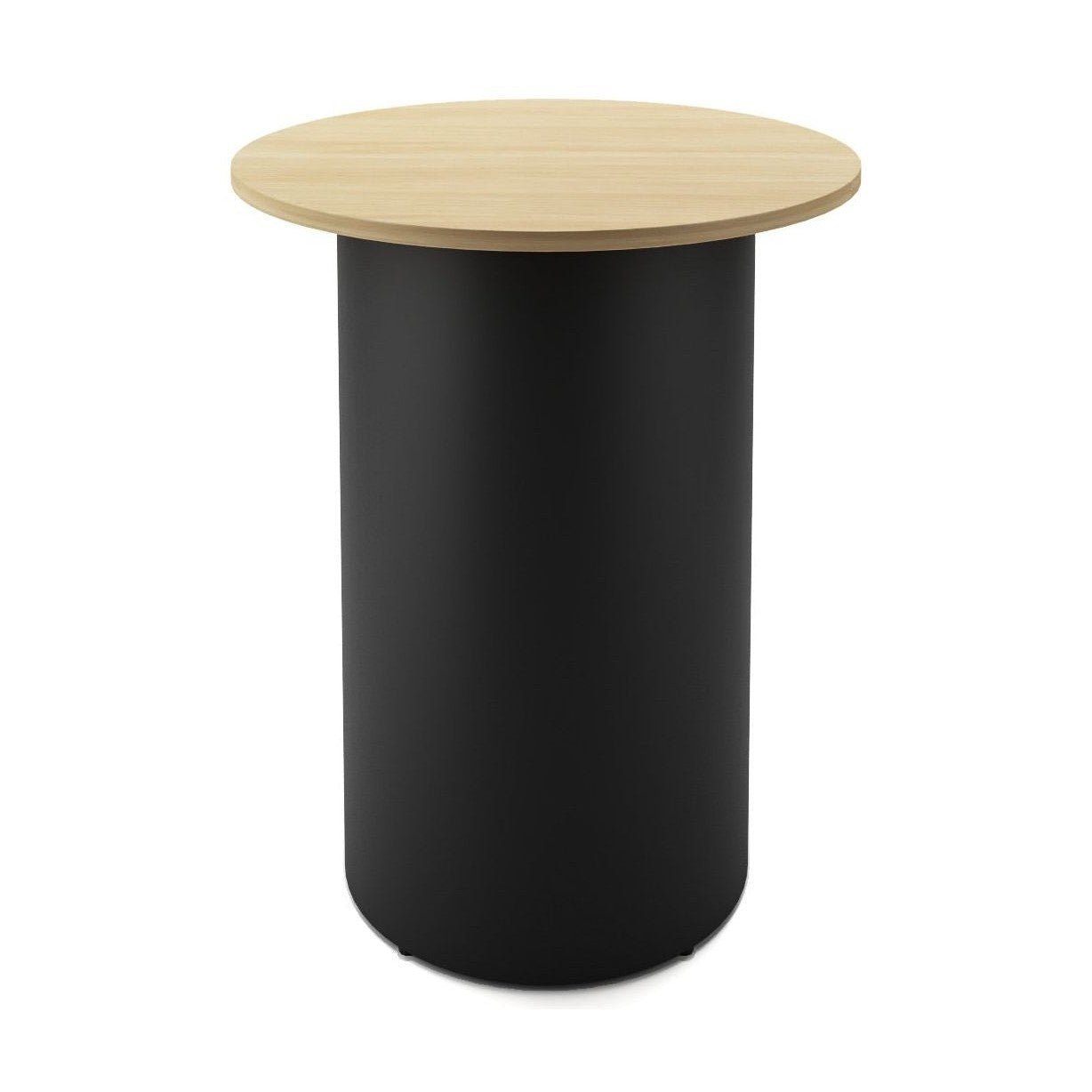Drum Base High Bar Table 900 Round / Natural Oak / Black Powdercoat