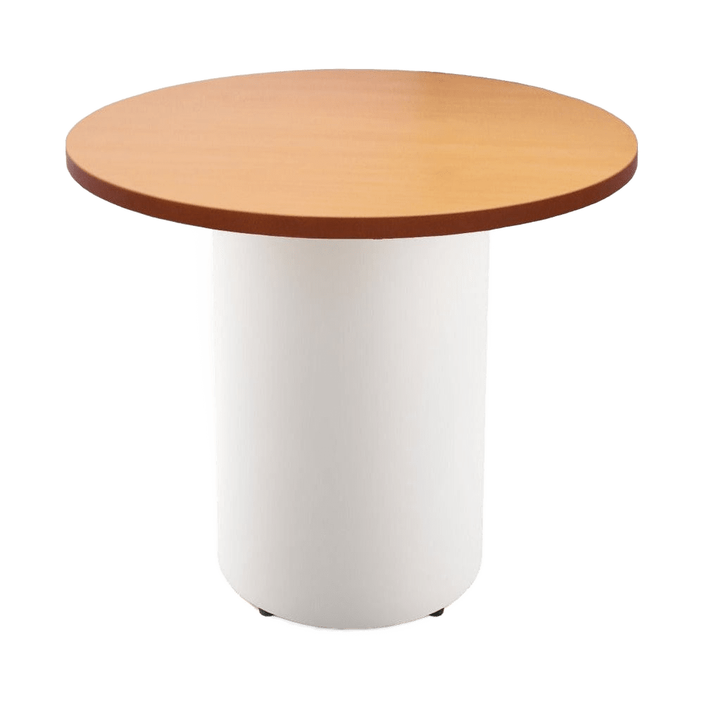 Drum Base Table 1200mm Dia X 730mm H Beech White Powdercoat - Office Furniture Company