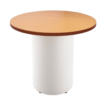 Drum Base Table 1200mm Dia X 730mm H Beech White Powdercoat - Office Furniture Company