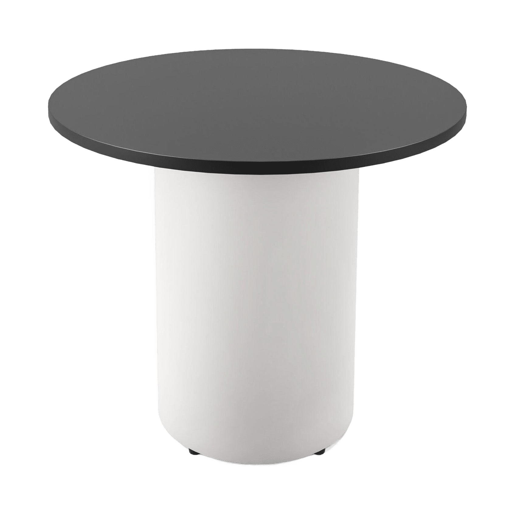Drum Base Table 1200mm Dia X 730mm H Black White Powdercoat - Office Furniture Company