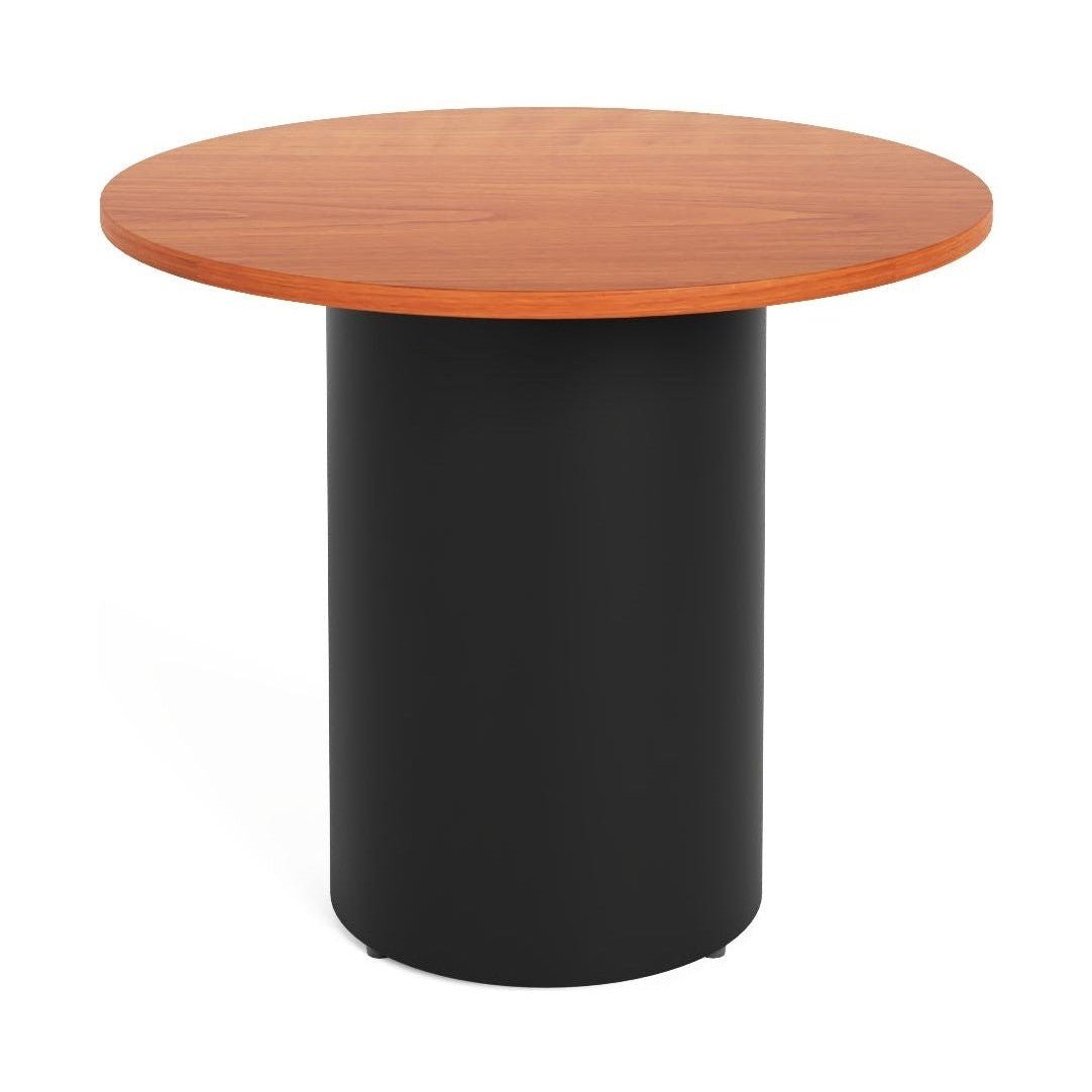 Drum Base Table 1200mm Dia X 730mm H Cherry Black Powdercoat - Office Furniture Company