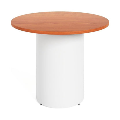 Drum Base Table 1200mm Dia X 730mm H Cherry White Powdercoat - Office Furniture Company