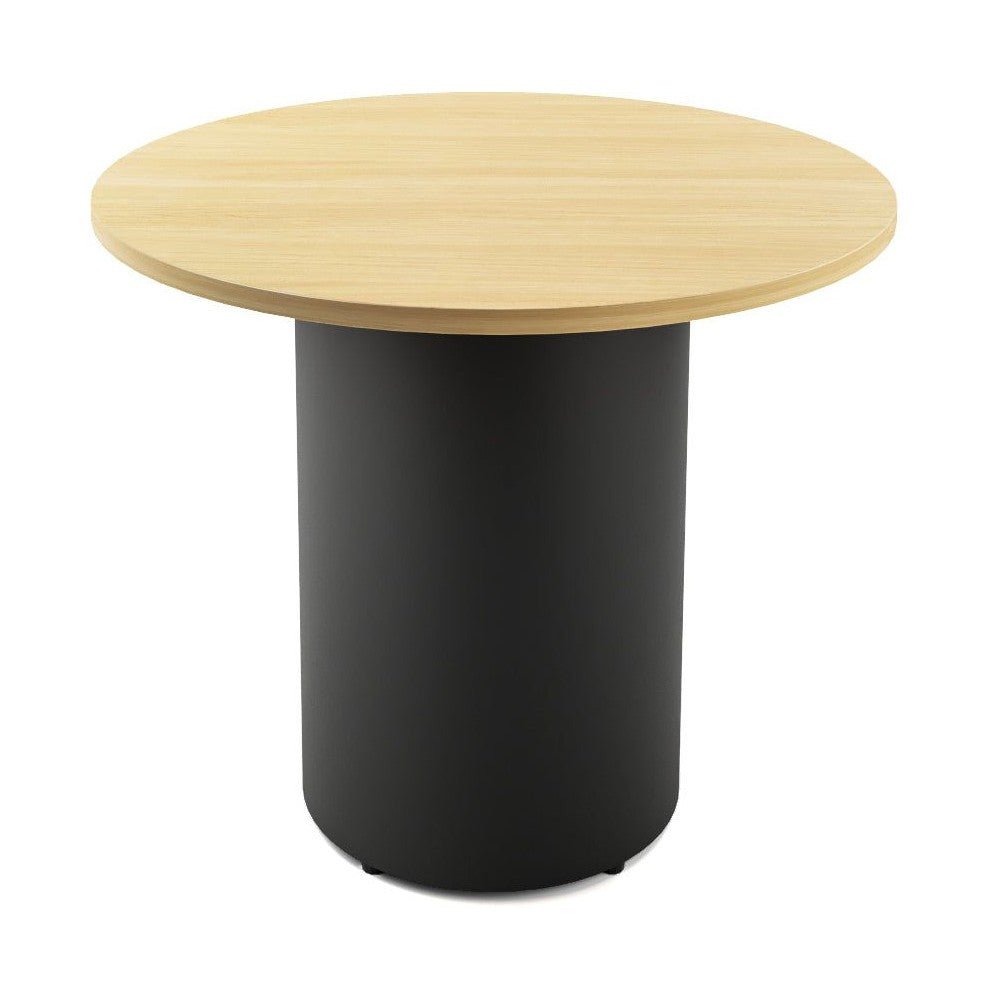 Drum Base Table 1200mm Dia X 730mm H Natural Oak Black Powdercoat - Office Furniture Company