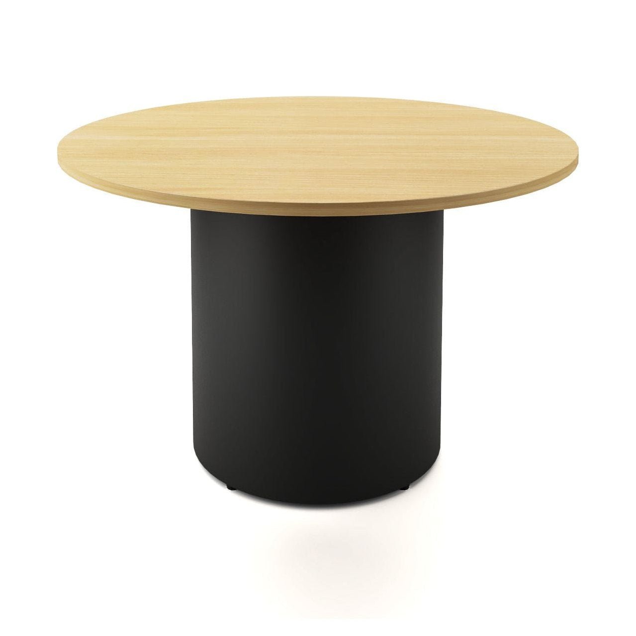Drum Base Table 1200mm Dia X 730mm H Natural Oak Black Powdercoat - Office Furniture Company