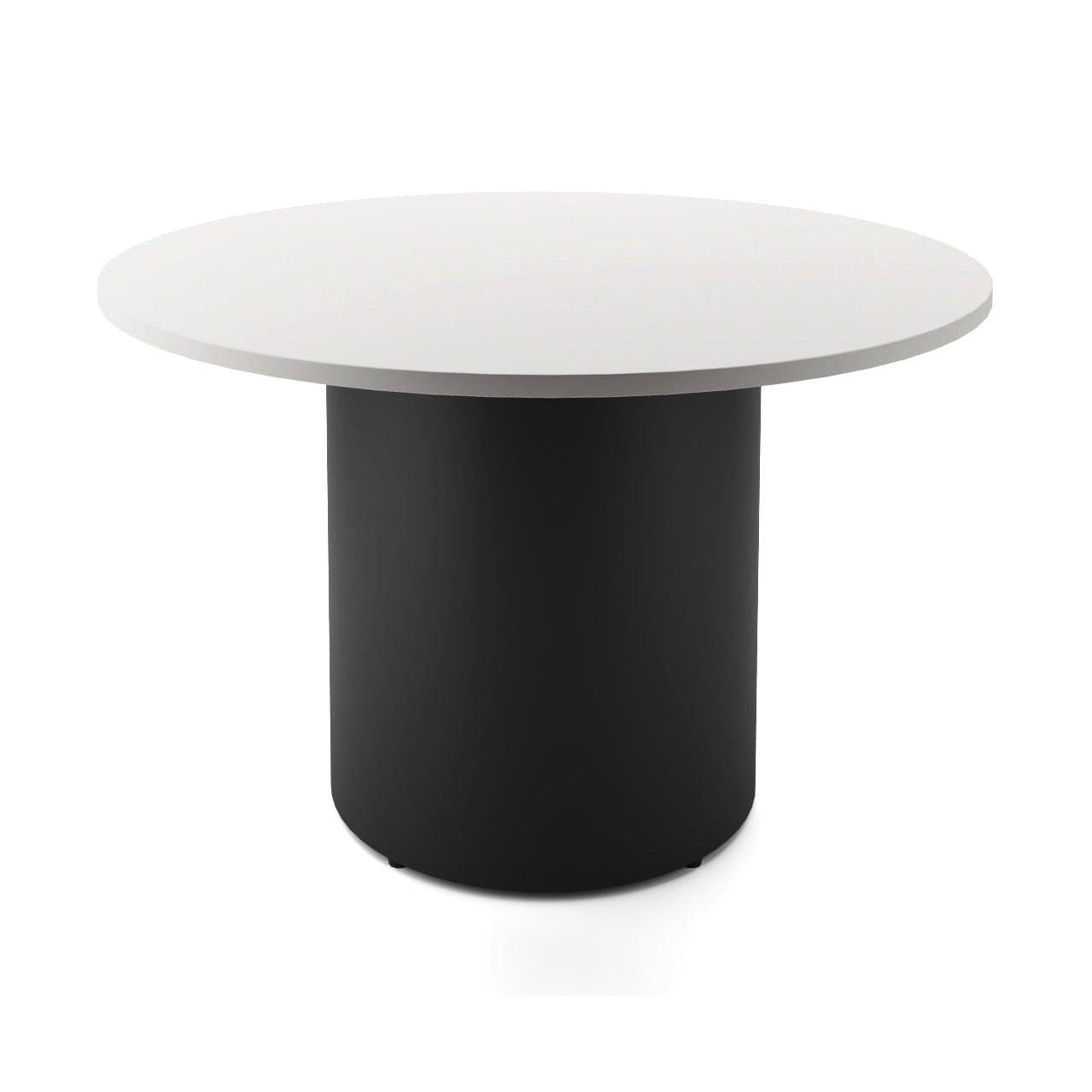 Drum Base Table 1200mm Dia X 730mm H Natural White Black Powdercoat - Office Furniture Company