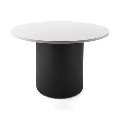 Drum Base Table 1200mm Dia X 730mm H Natural White Black Powdercoat - Office Furniture Company