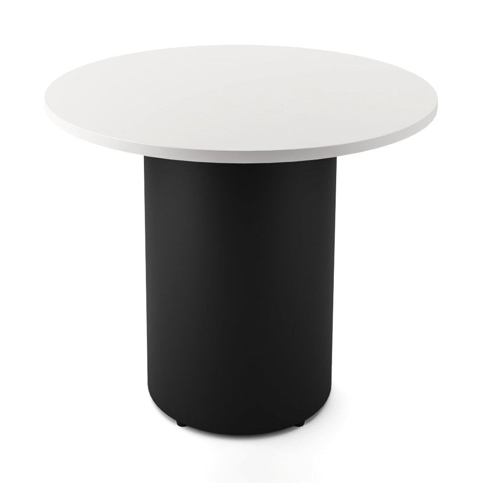 Drum Base Table 1200mm Dia X 730mm H Natural White Black Powdercoat - Office Furniture Company