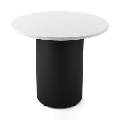 Drum Base Table 1200mm Dia X 730mm H Natural White Black Powdercoat - Office Furniture Company