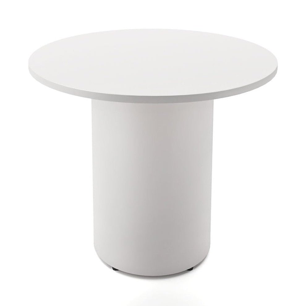 Drum Base Table 1200mm Dia X 730mm H Natural White White Powdercoat - Office Furniture Company