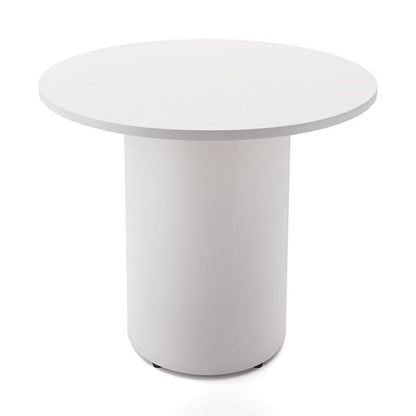 Drum Base Table 1200mm Dia X 730mm H Natural White White Powdercoat - Office Furniture Company