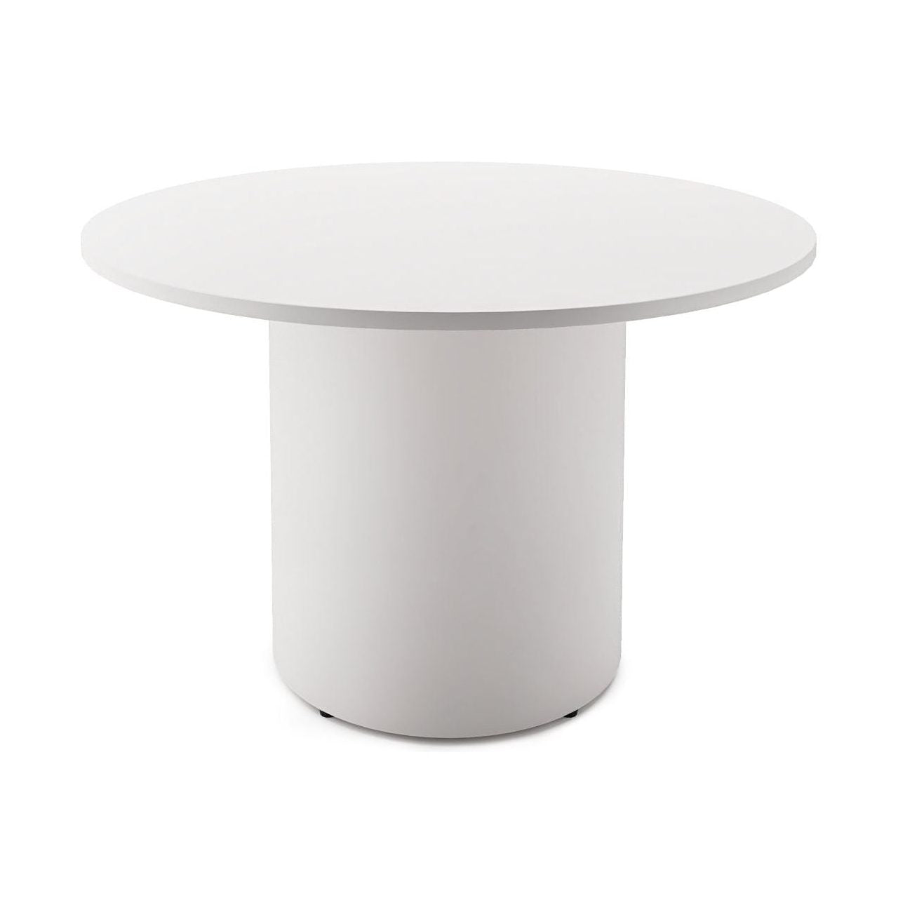 Drum Base Table 1200mm Dia X 730mm H Natural White White Powdercoat - Office Furniture Company