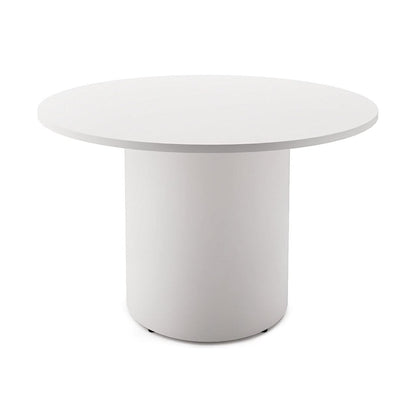 Drum Base Table 1200mm Dia X 730mm H Natural White White Powdercoat - Office Furniture Company